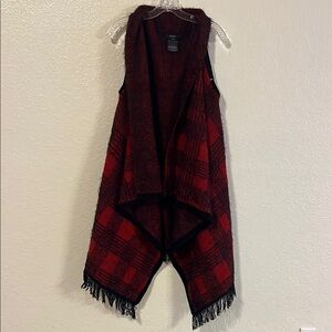 COPY - Vertigo Plaid Red Vest with Fringe